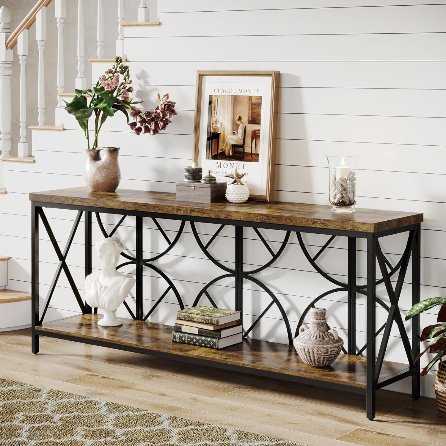 17 Stories 70.9 Inch Extra Long Sofa Table Industrial Narrow Console Table Wayfair